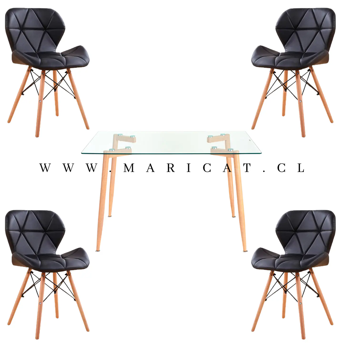 Comedor Rectangular Madera 4 Sillas Mariposa – Mesa 100cm 1