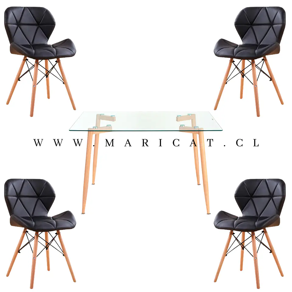 Comedor Rectangular Madera 4 Sillas Mariposa – Mesa 100cm 1