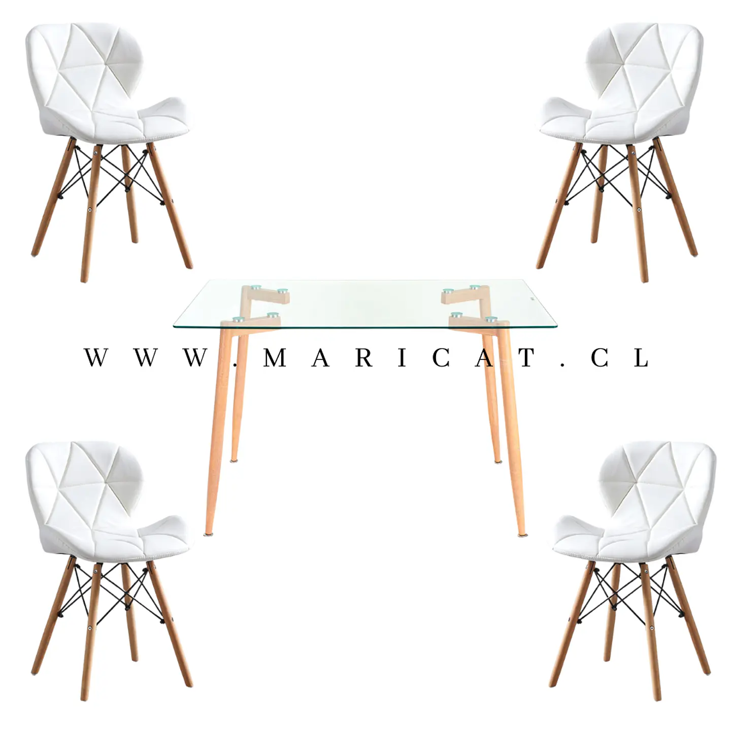 Comedor Rectangular Madera 4 Sillas Mariposa – Mesa 100cm 4