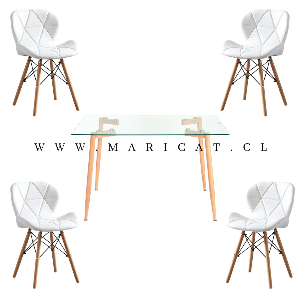 Comedor Rectangular Madera 4 Sillas Mariposa – Mesa 100cm 4
