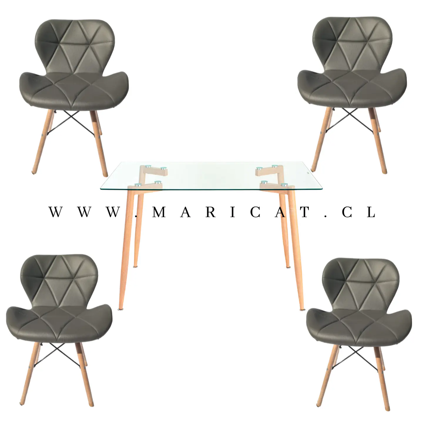 Comedor Rectangular Madera 4 Sillas Mariposa – Mesa 100cm 2
