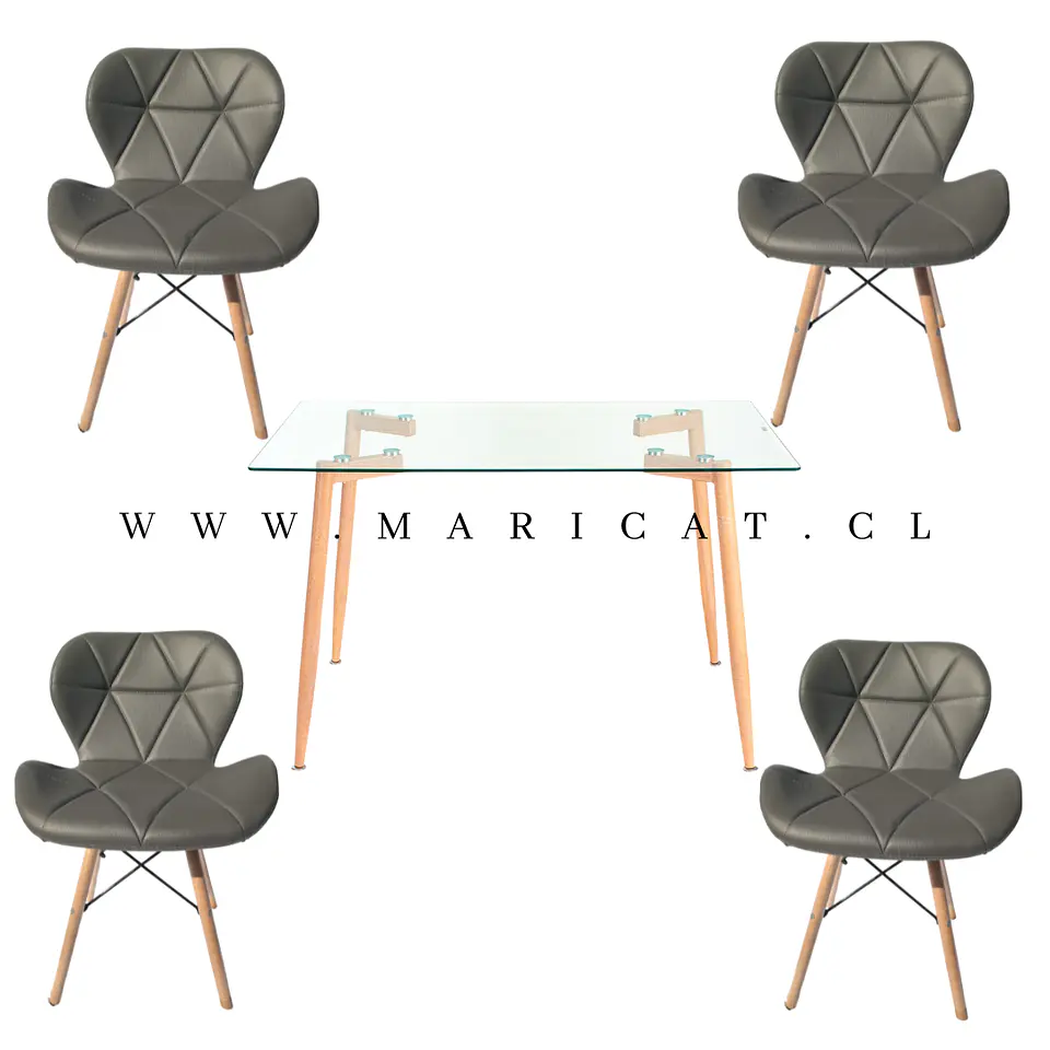 Comedor Rectangular Madera 4 Sillas Mariposa – Mesa 100cm 2