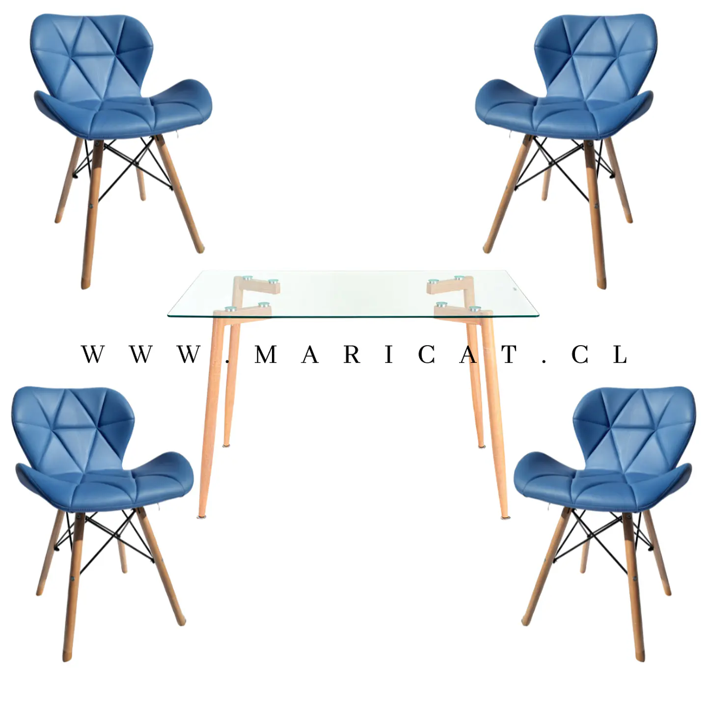 Comedor Rectangular Madera 4 Sillas Mariposa – Mesa 100cm 5