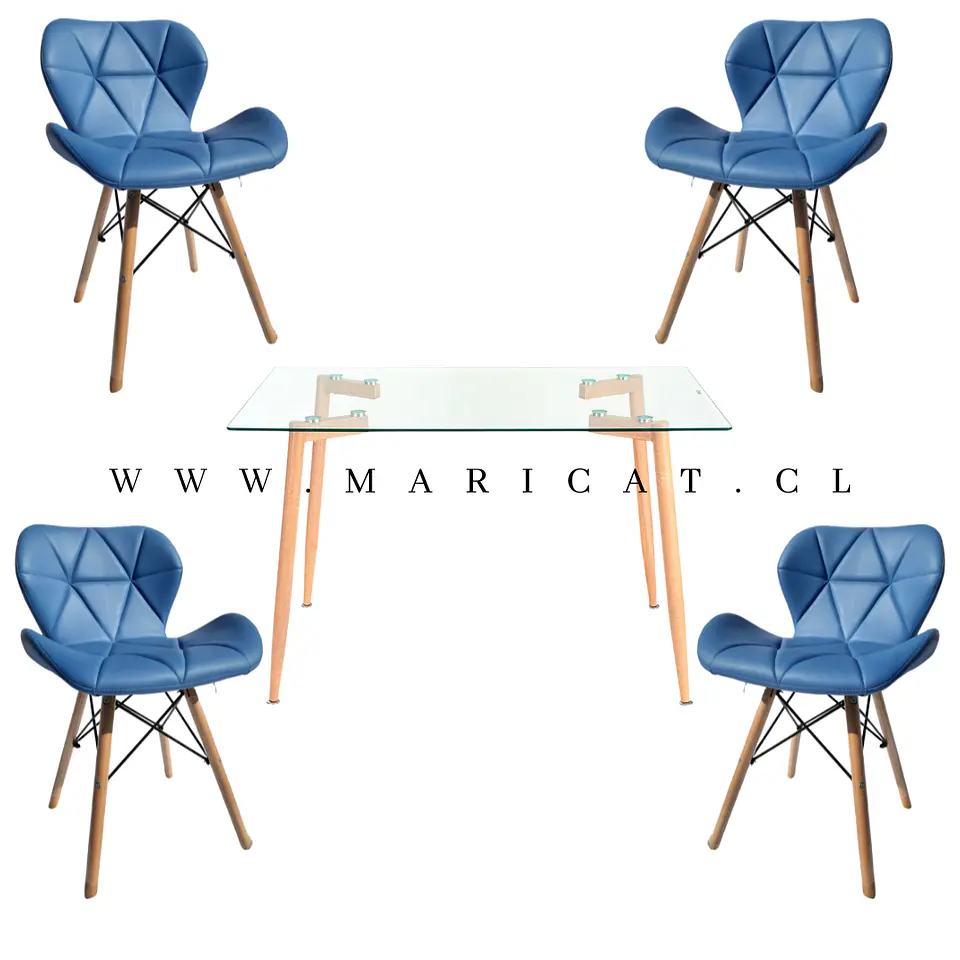 Comedor Rectangular Madera 4 Sillas Mariposa – Mesa 100cm 5