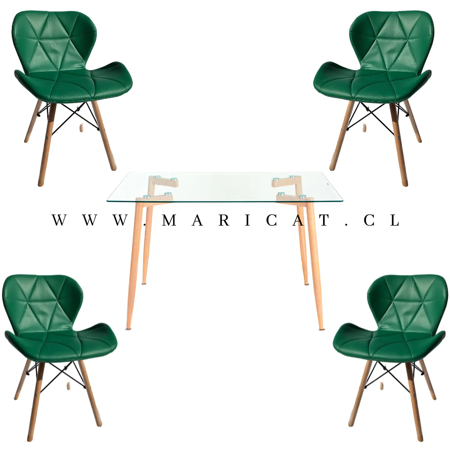 Comedor Rectangular Madera 4 Sillas Mariposa – Mesa 100cm 6