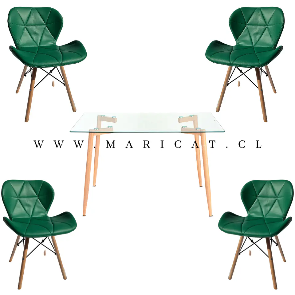 Comedor Rectangular Madera 4 Sillas Mariposa – Mesa 100cm 6
