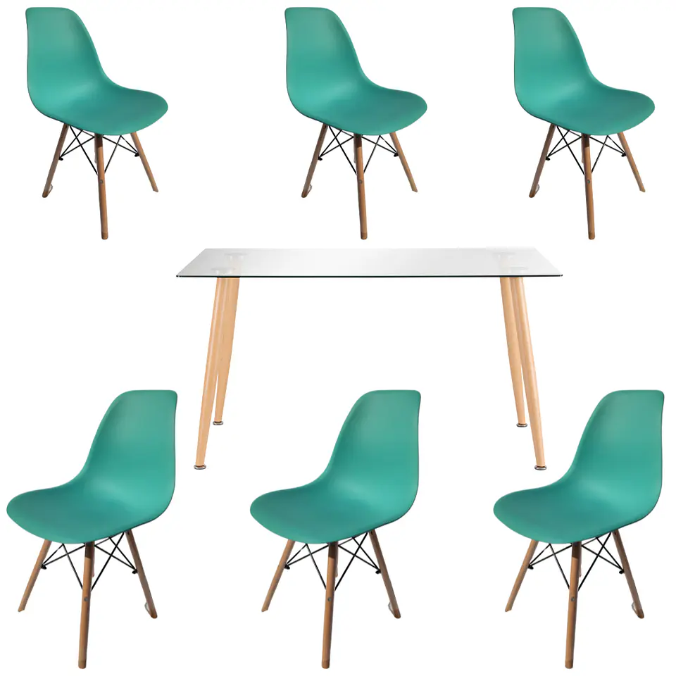 Comedor Rectangular Vidrio 6 Sillas Eames – Mesa 100cm 5