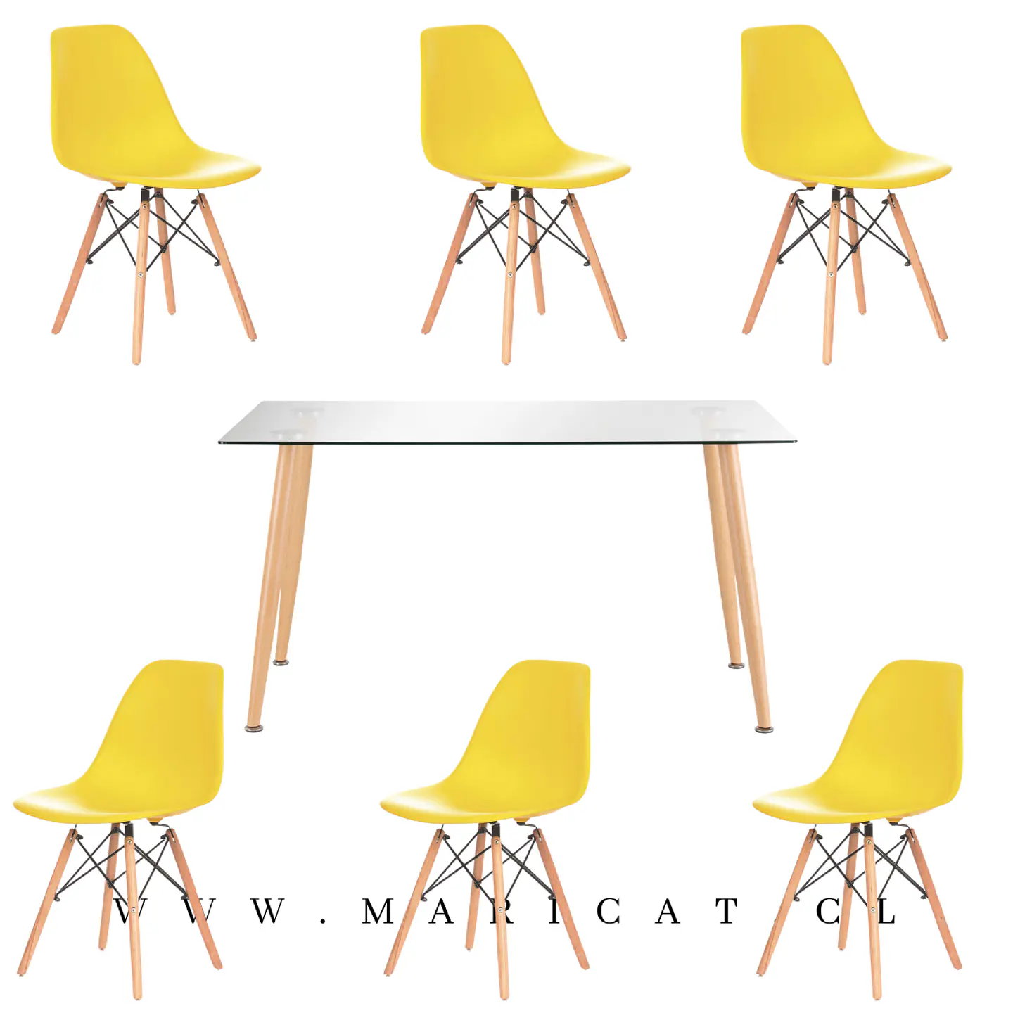 Comedor Rectangular Vidrio 6 Sillas Eames – Mesa 100cm 7