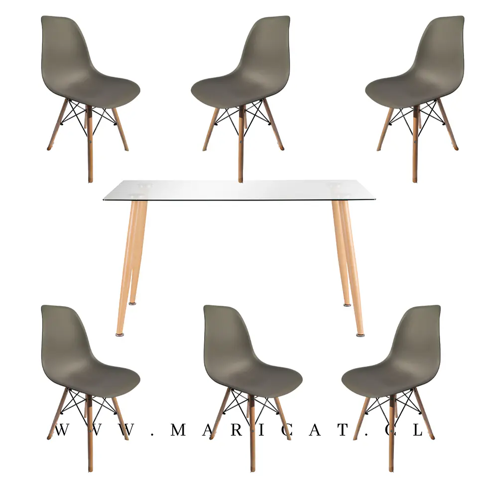 Comedor Rectangular Vidrio 6 Sillas Eames – Mesa 100cm 8