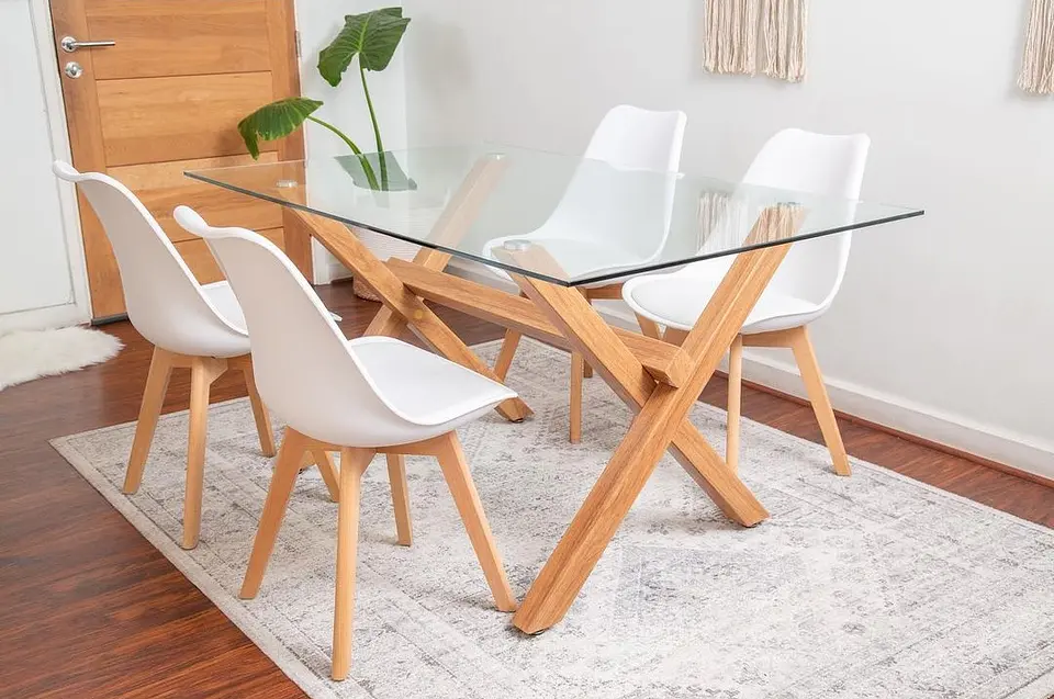Comedor Rectangular Vidrio 4 Sillas Eames – Mesa 130cm 2