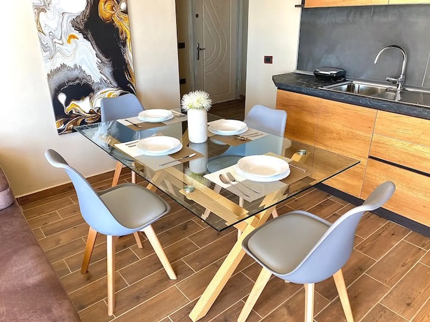 Comedor Rectangular Vidrio 4 Sillas Eames – Mesa 130cm 5