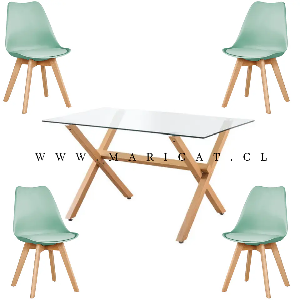 Comedor Rectangular Vidrio 4 Sillas Eames – Mesa 130cm 9