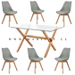 Mesa Rectangular cross madrid vidrio + 6 Sillas Tulip polipropileno con cojin- comedor 130cm - Miniatura 6