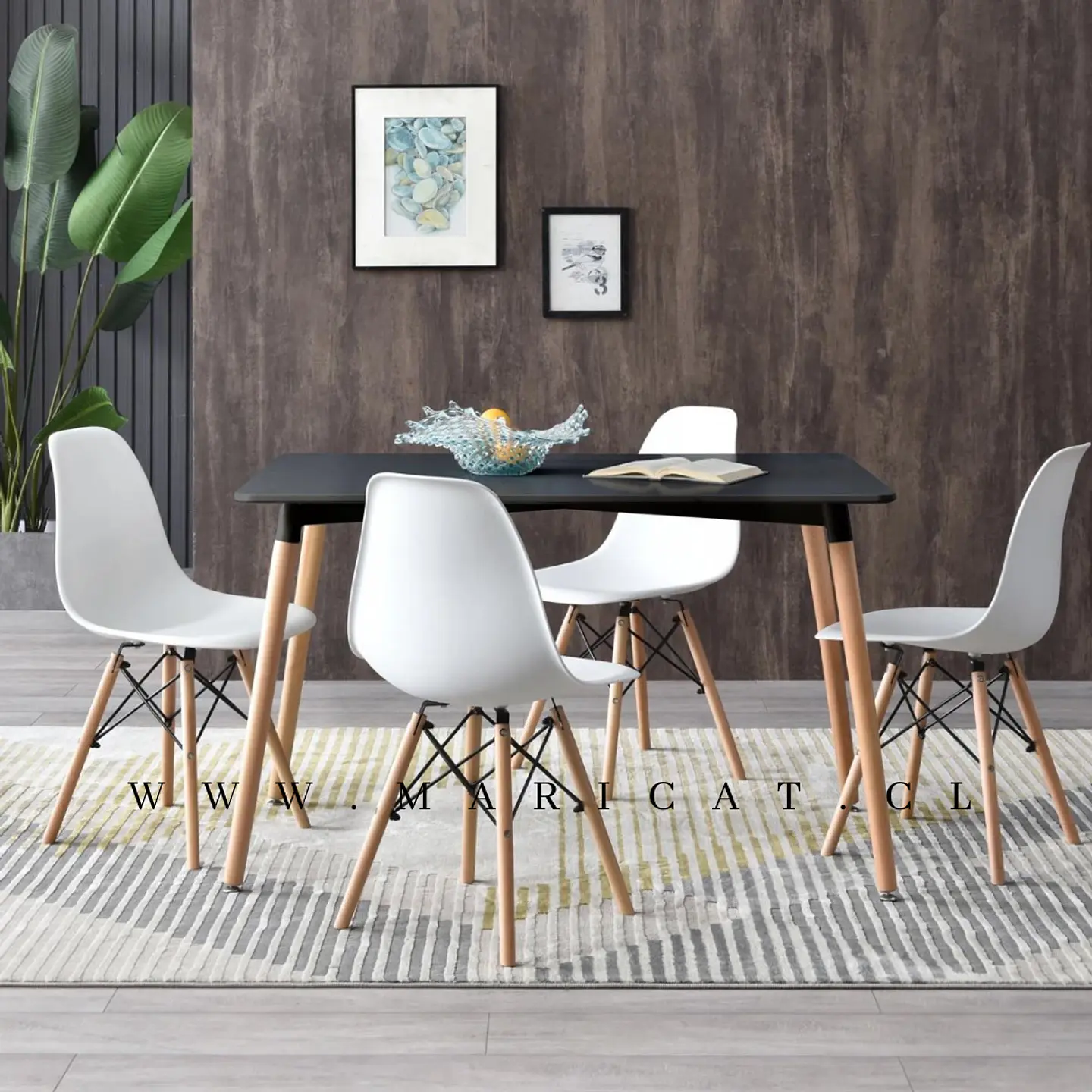 Mesa Rectangular Eames MDF + 4 Sillas Eames –comedor 8