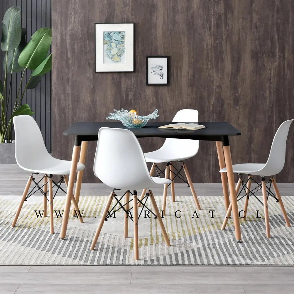 Mesa Rectangular Eames MDF + 4 Sillas Eames –comedor 8