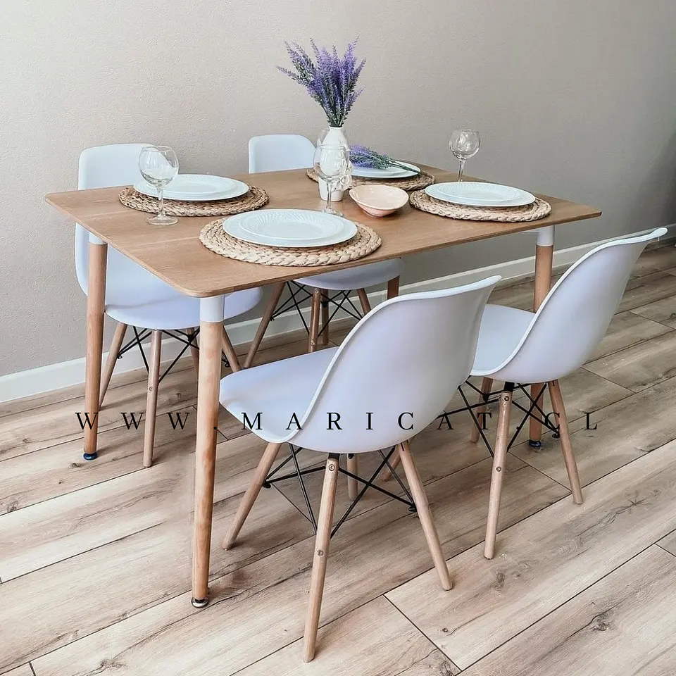 Mesa rectangular eames MDF wood + 4 Sillas Eames – Comedor 130x80cm 1