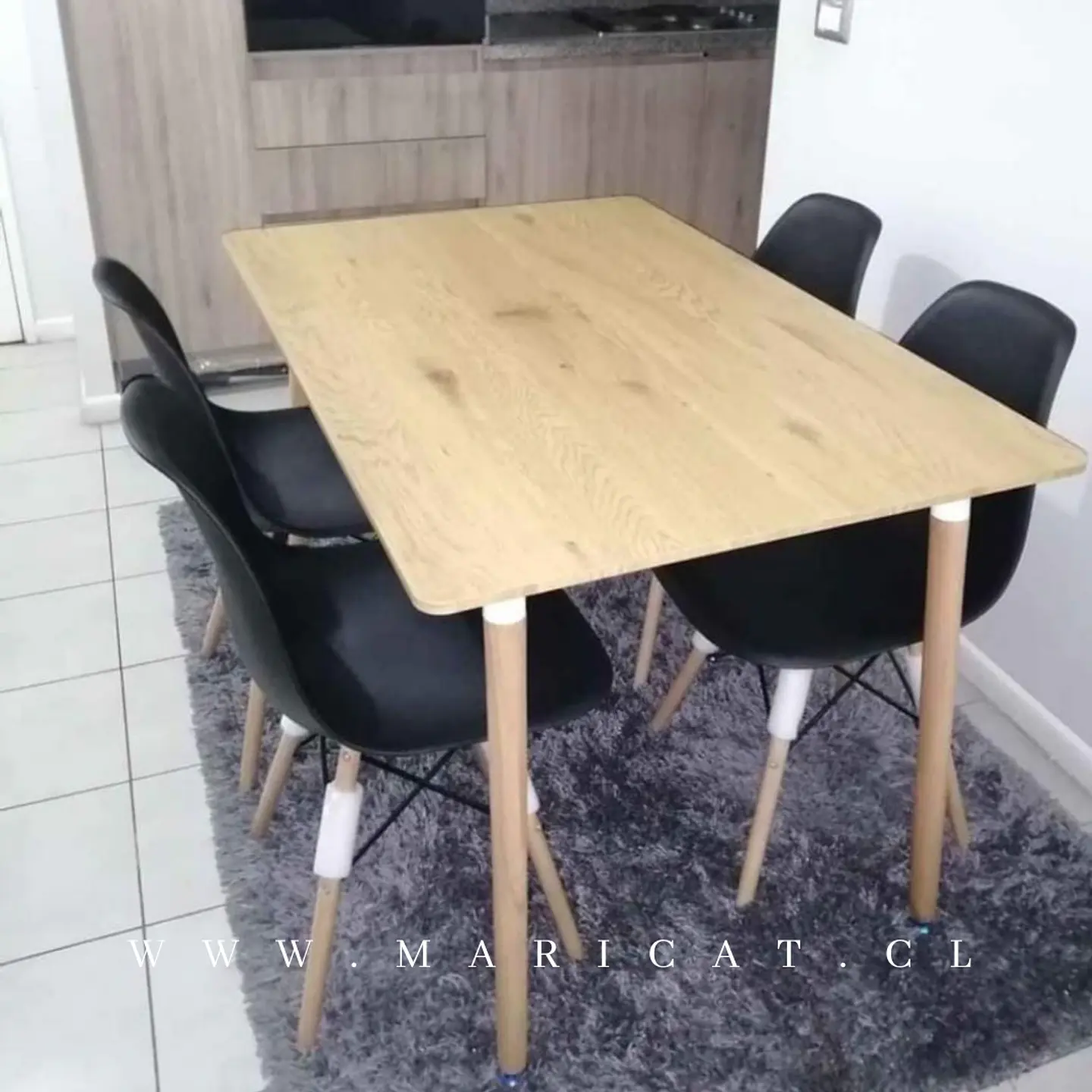 Mesa rectangular eames MDF wood + 4 Sillas Eames – Comedor 130x80cm 3