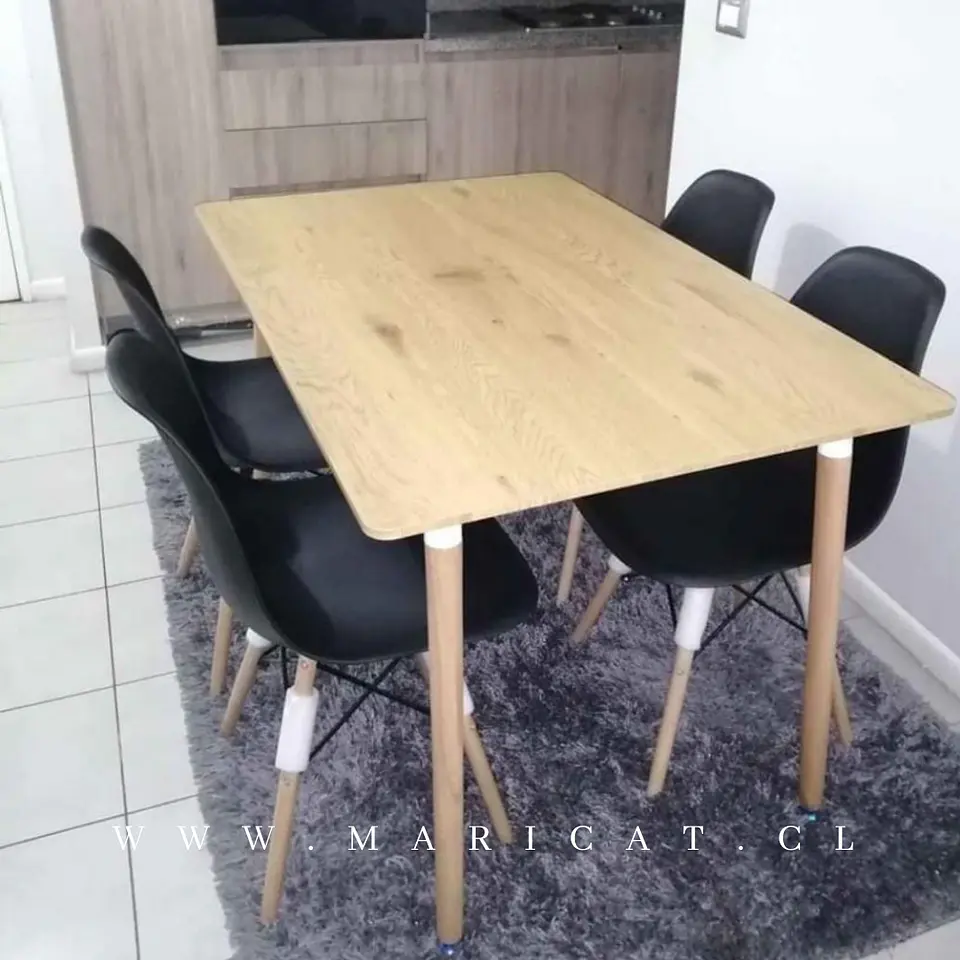 Mesa rectangular eames MDF wood + 4 Sillas Eames – Comedor 130x80cm 3