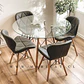 Comedor Redondo Vidrio 4 Sillas Mariposa – Mesa 100cm - Miniatura 1