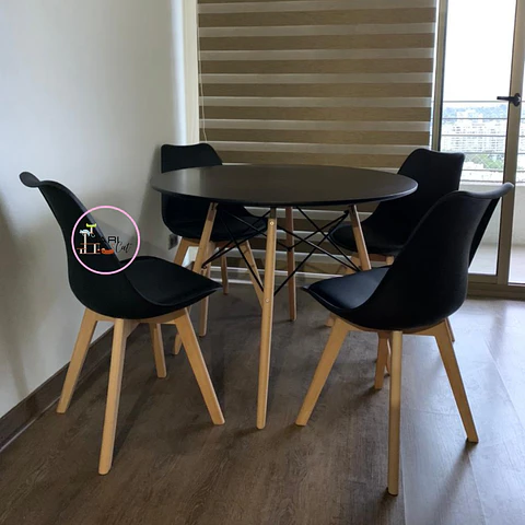 Comedor Redondo Melamina 4 Sillas Tulip – Mesa 100cm