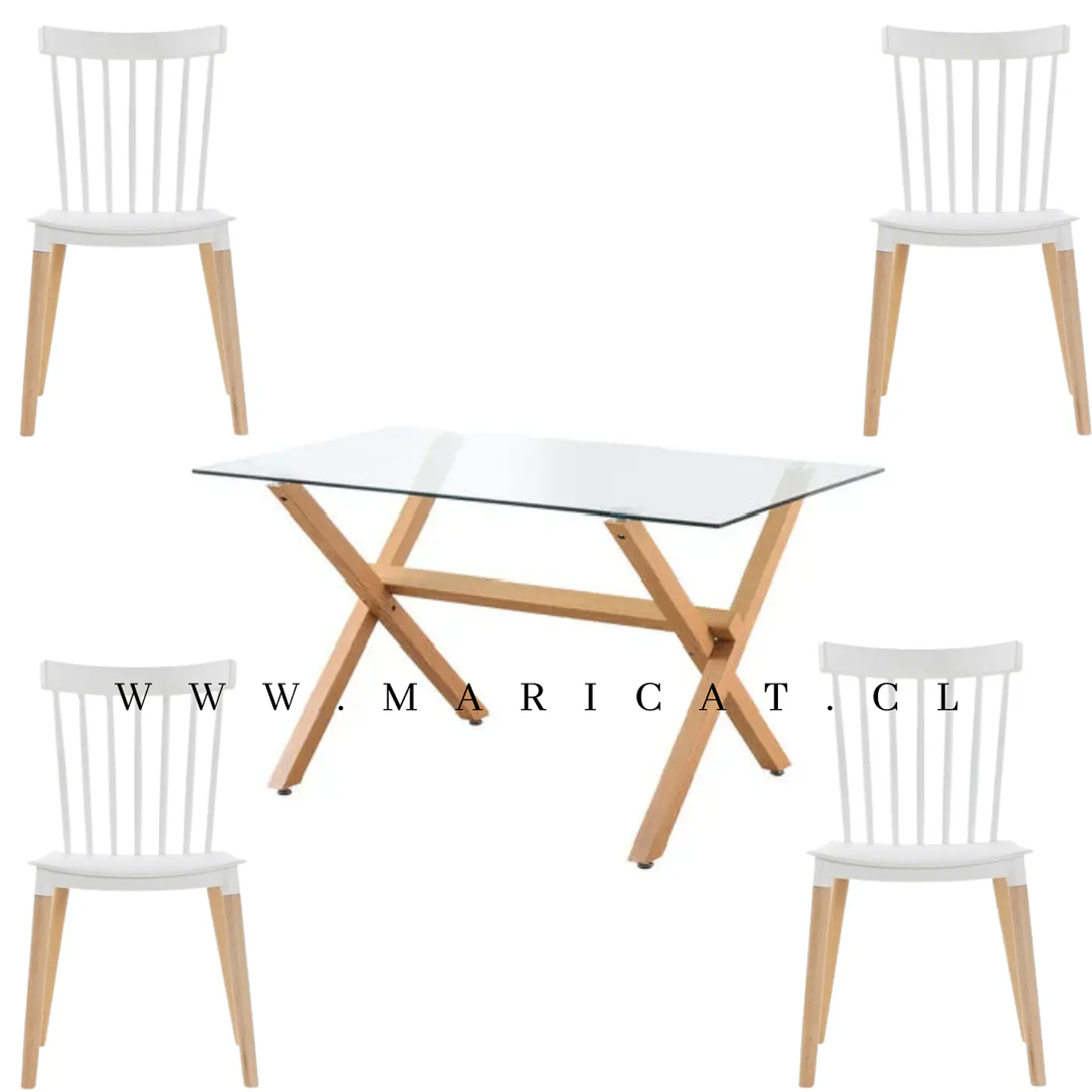 Comedor Rectangular Vidrio 4 Sillas Eames – Mesa 100cm 2