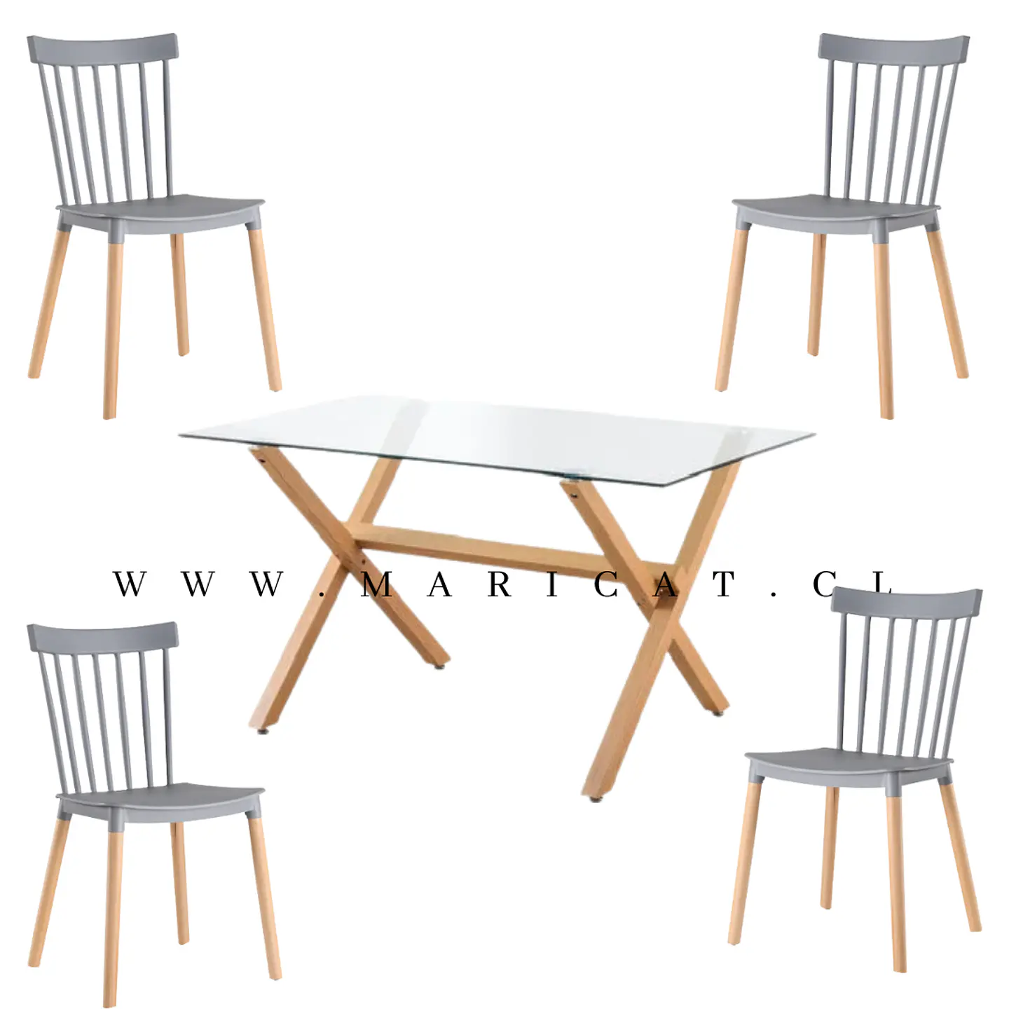 Comedor Rectangular Vidrio 4 Sillas Eames – Mesa 100cm 3