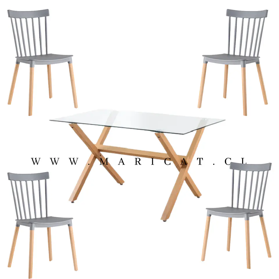 Comedor Rectangular Vidrio 4 Sillas Eames – Mesa 100cm 3