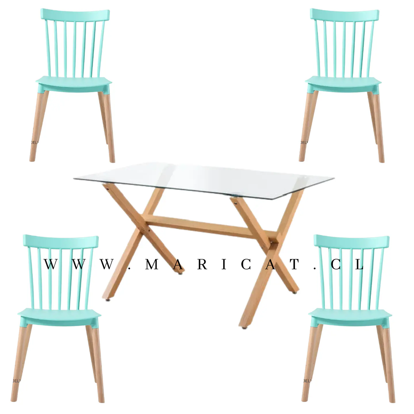 Comedor Rectangular Vidrio 4 Sillas Eames – Mesa 100cm 4