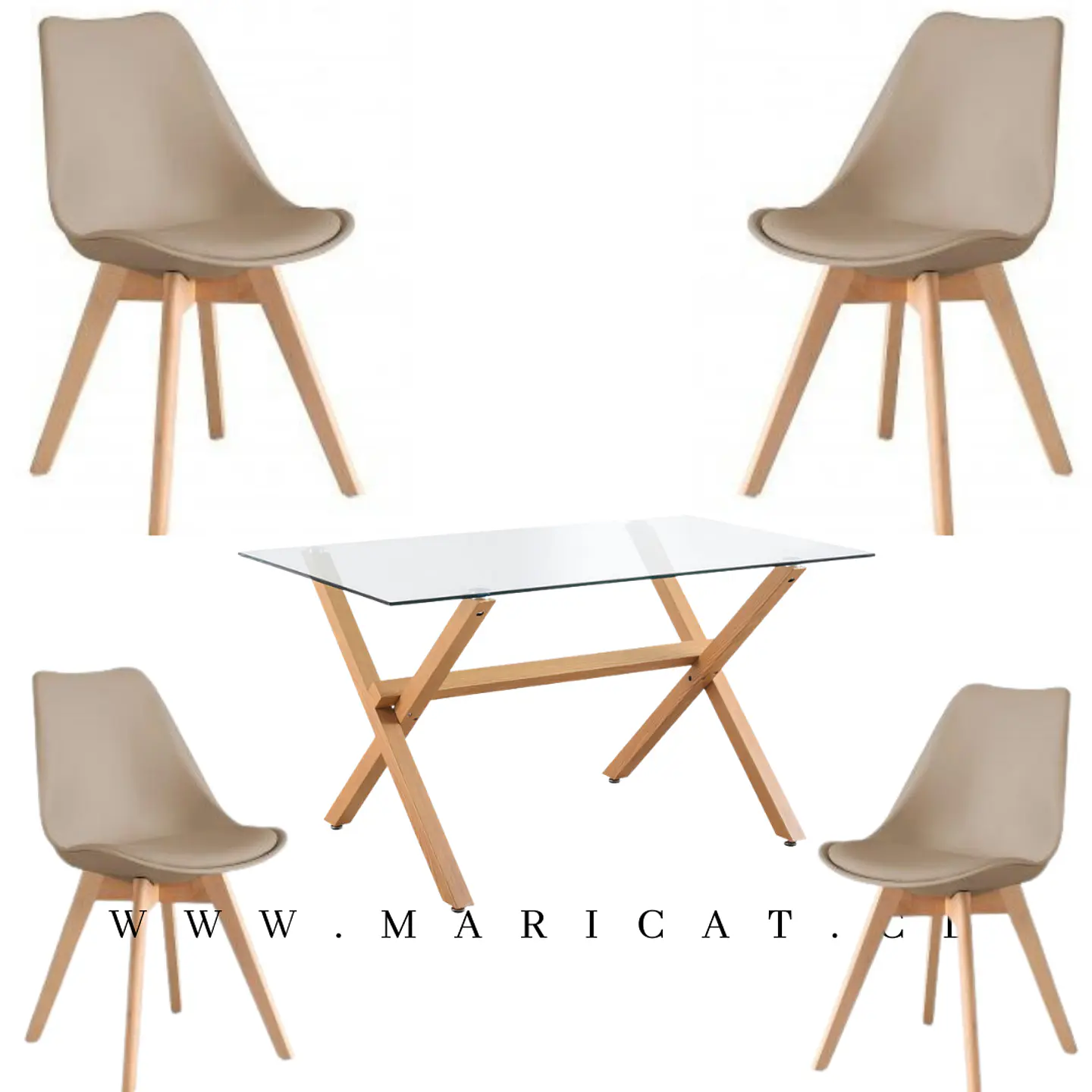 Comedor Rectangular Vidrio 4 Sillas Eames – Mesa 130cm 3