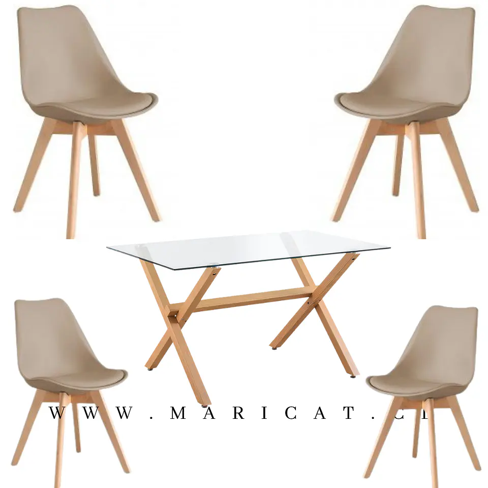 Comedor Rectangular Vidrio 4 Sillas Eames – Mesa 130cm 3