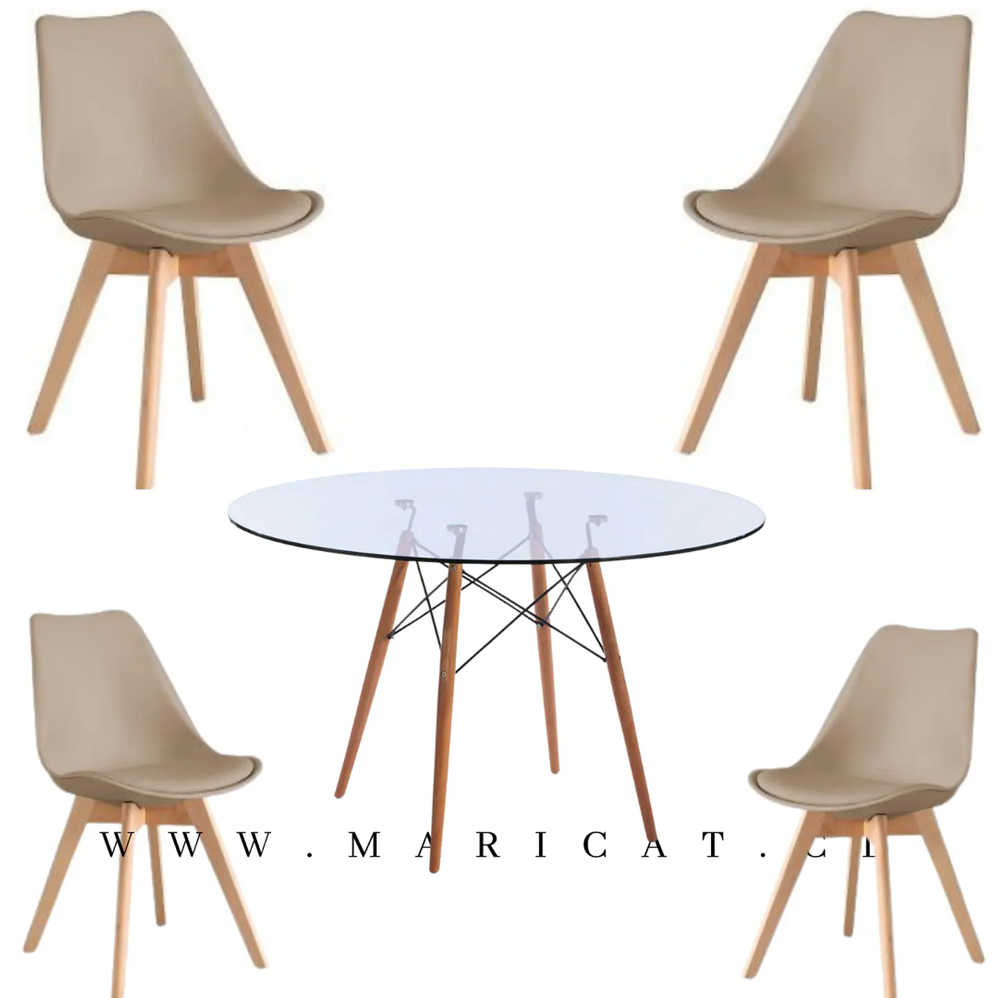 Comedor Redondo Vidrio 4 Sillas Tulip – Mesa 80cm 4