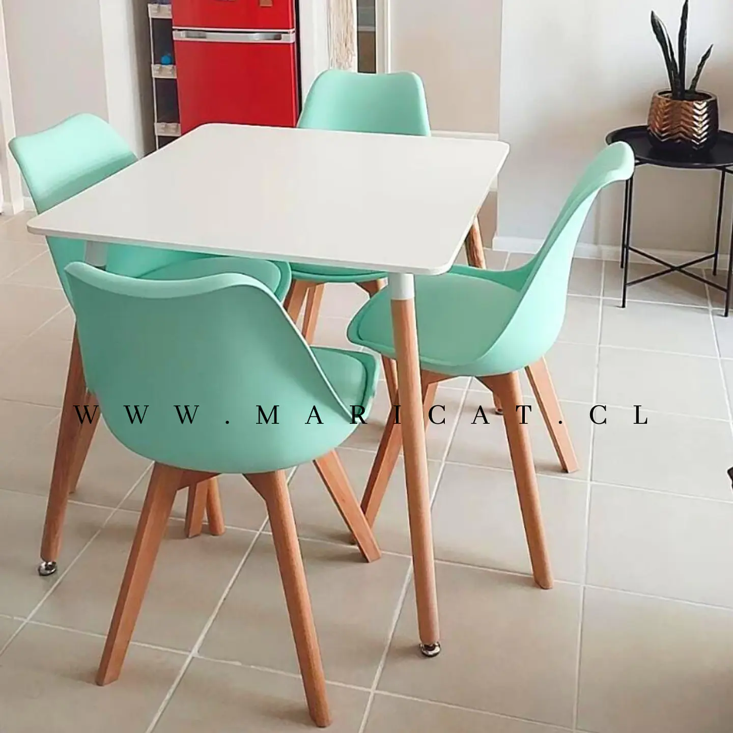 Comedor Cuadrado Melamina 4 Sillas Tulip – Mesa 80x80cm 3