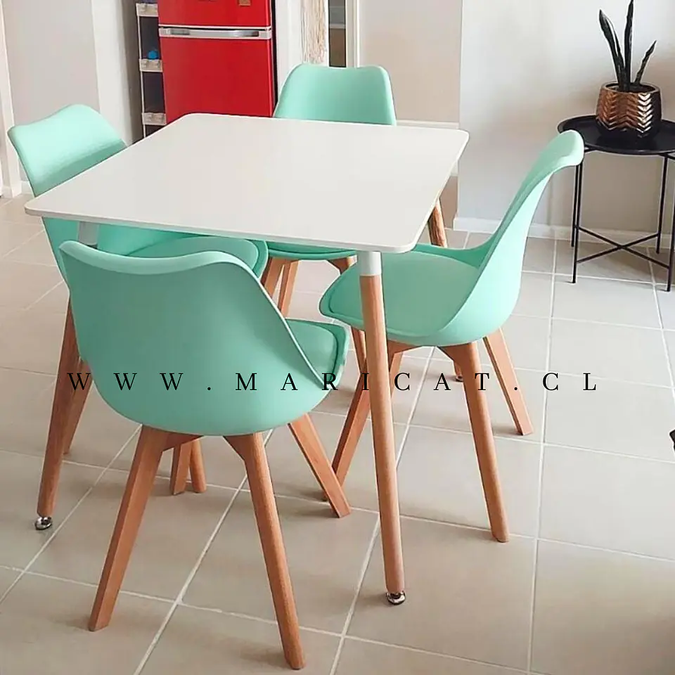 Comedor Cuadrado Melamina 4 Sillas Tulip – Mesa 80x80cm 3