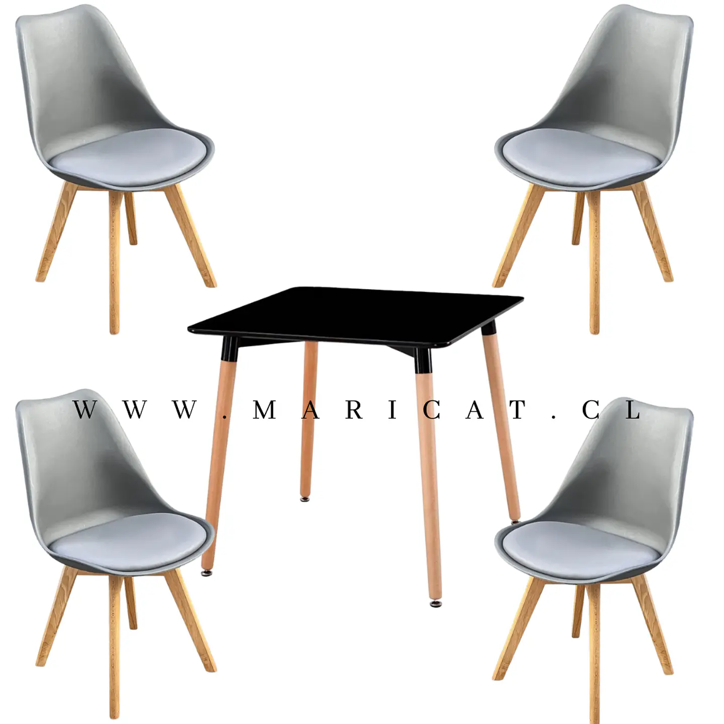 Comedor Cuadrado Melamina 4 Sillas Tulip – Mesa 80x80cm 7