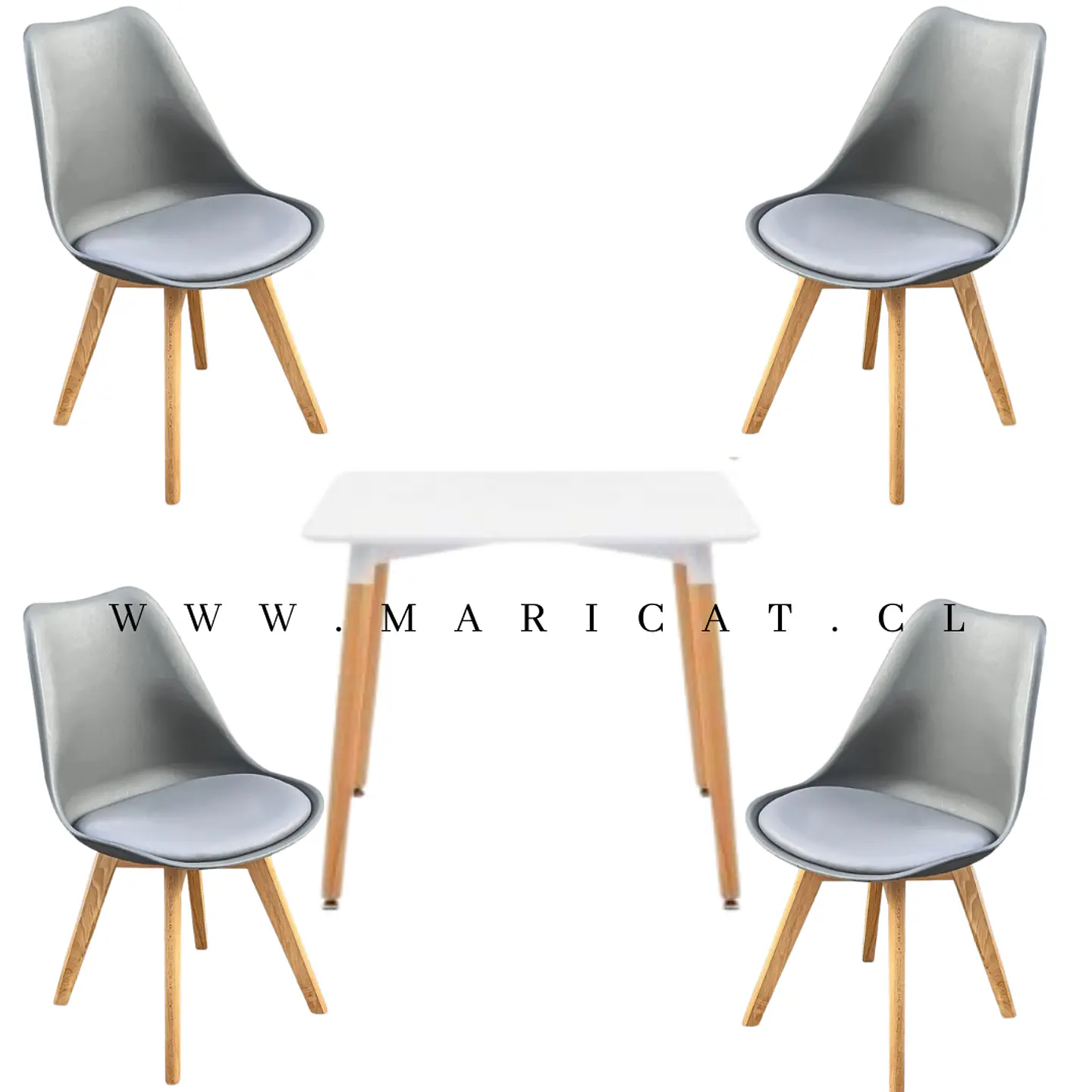 Comedor Cuadrado Melamina 4 Sillas Tulip – Mesa 80x80cm 8