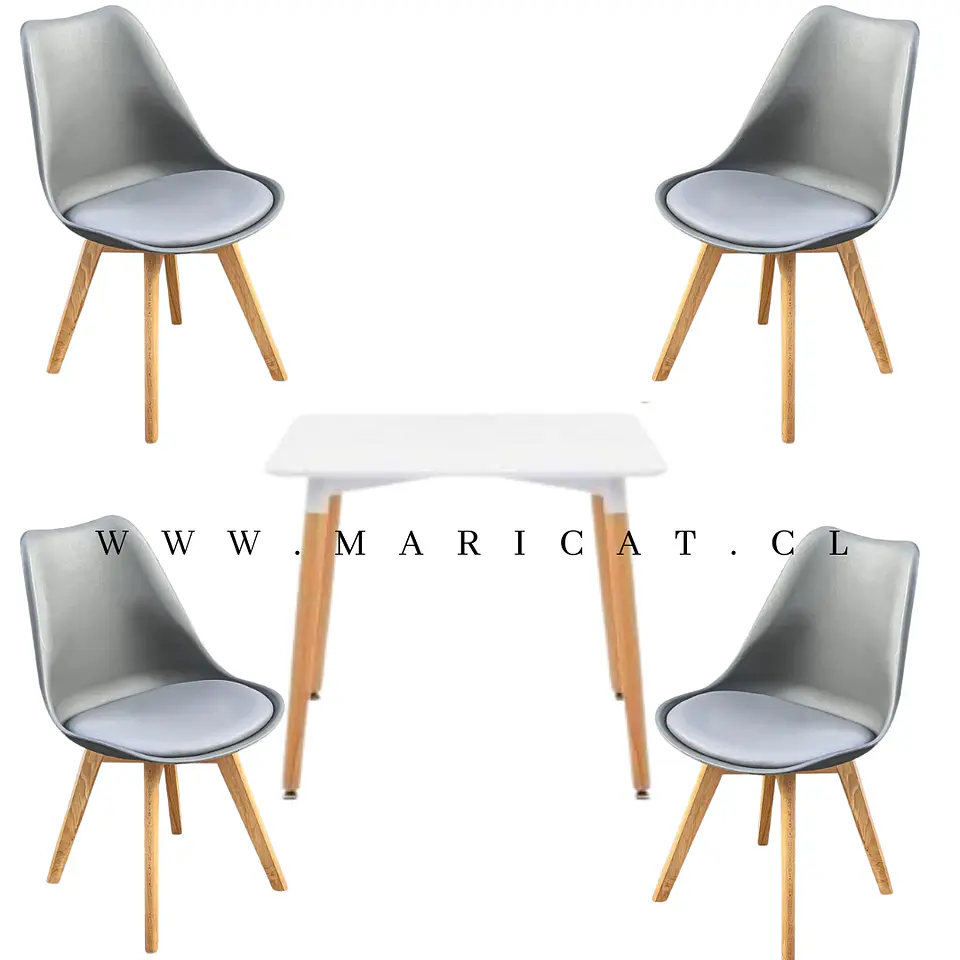 Comedor Cuadrado Melamina 4 Sillas Tulip – Mesa 80x80cm 8