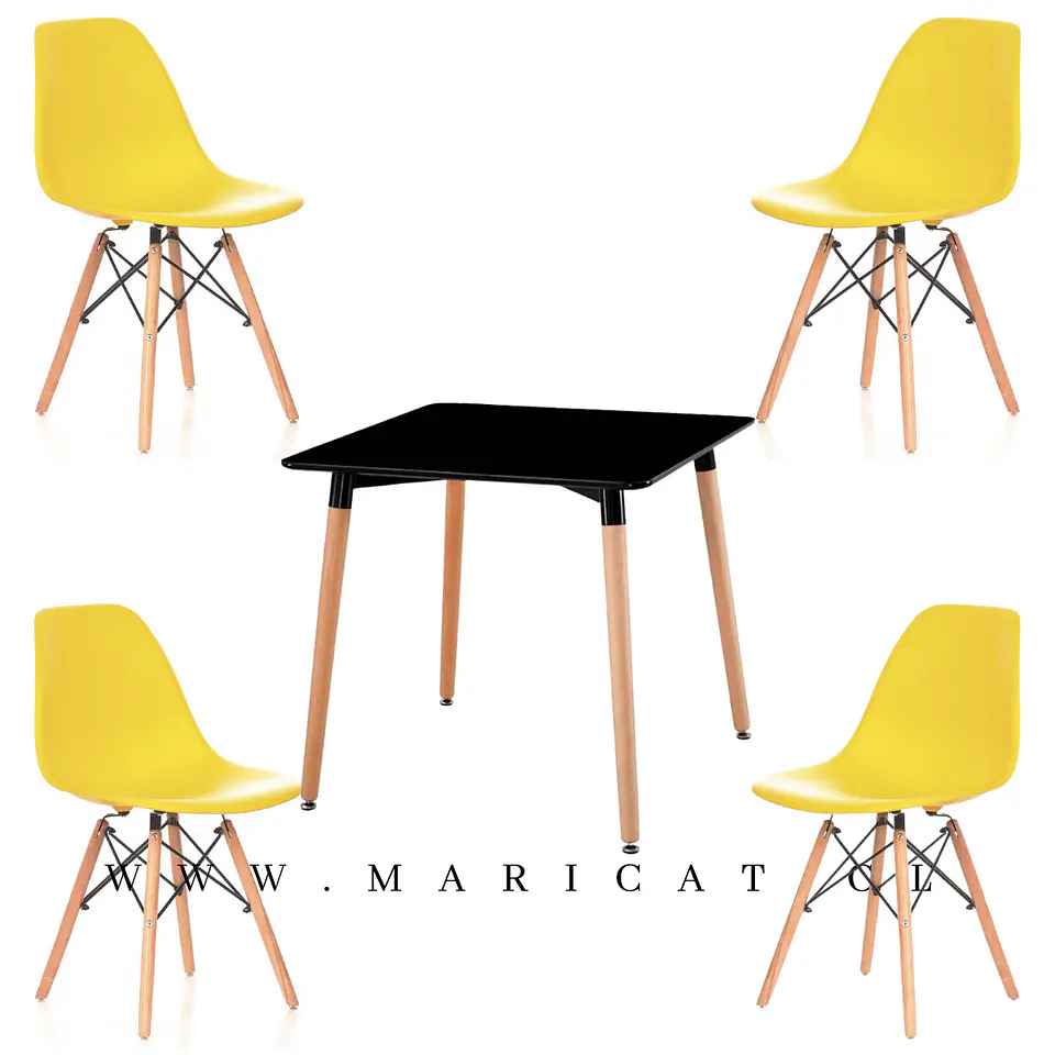 Comedor Cuadrado Melamina 4 Sillas Eames – Mesa 80x80cm 6