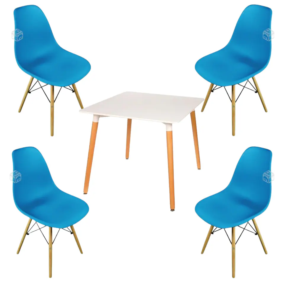 Comedor Cuadrado Melamina 4 Sillas Eames – Mesa 80x80cm 7