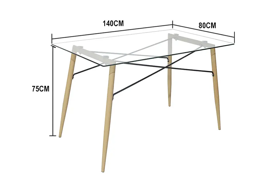 Mesa Rectangular europeo vidrio + 6 sillas tulip polipropileno con cojin - comedor 140cm 2