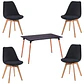 Mesa Rectangular Eames MDF + 4 sillas Tulip Felpa Acolchada-comedor 120cm - Miniatura 2