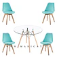 Mesa Redondo eames Vidrio + 4 Sillas Tulip Velvet– comedor 80cm - Miniatura 2