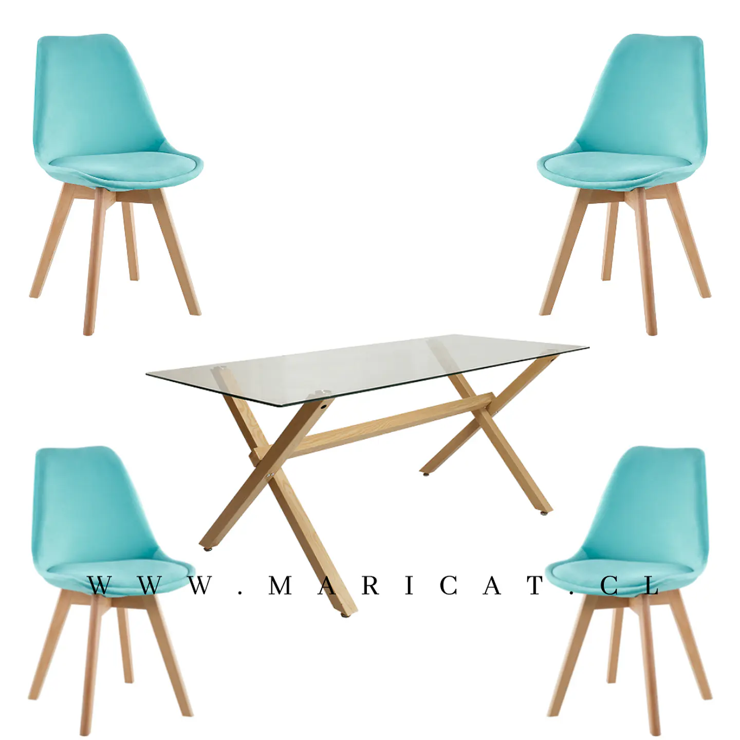 Comedor Rectangular Vidrio 4 Sillas Eames – Mesa 100cm 3