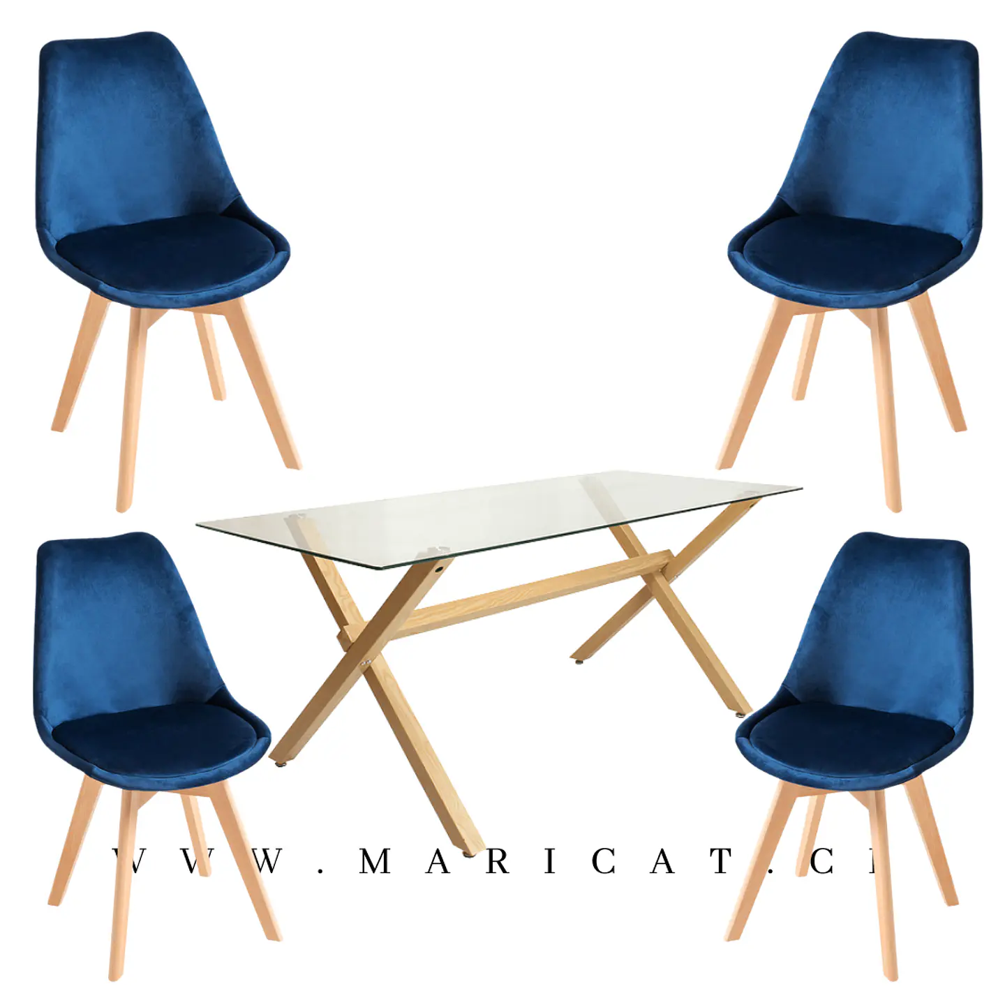 Comedor Rectangular Vidrio 4 Sillas Eames – Mesa 100cm 4