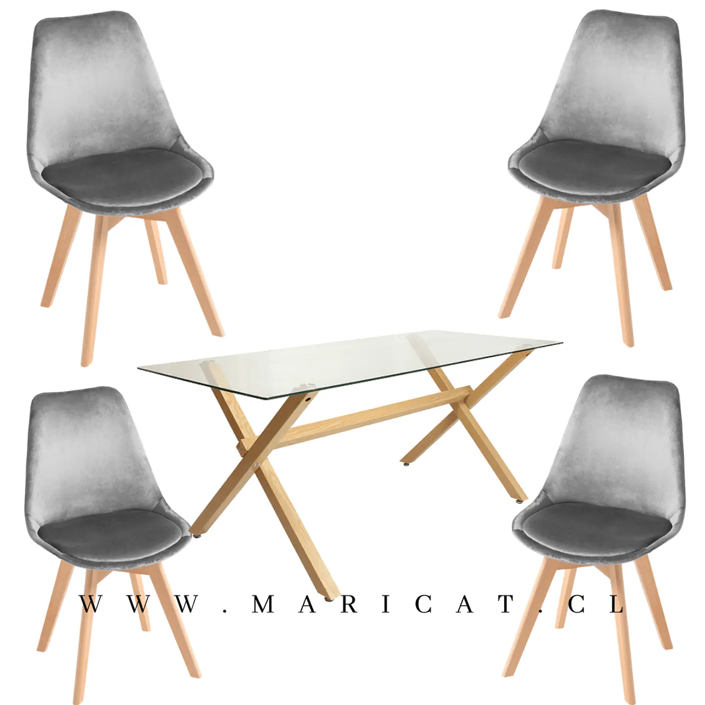 Comedor Rectangular Vidrio 4 Sillas Eames – Mesa 100cm 1