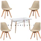 Mesa Rectangular europeo vidrio + 4 sillas Tulip acolchadas Lino- comedor 140cm - Miniatura 2