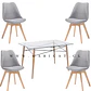 Mesa Rectangular europeo vidrio + 4 sillas Tulip acolchadas Lino- comedor 140cm - Miniatura 3