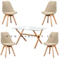 Mesa Rectangular cross chile vidrio + 4 sillas tulip acolchadas Lino- comedor 130cm - Miniatura 3