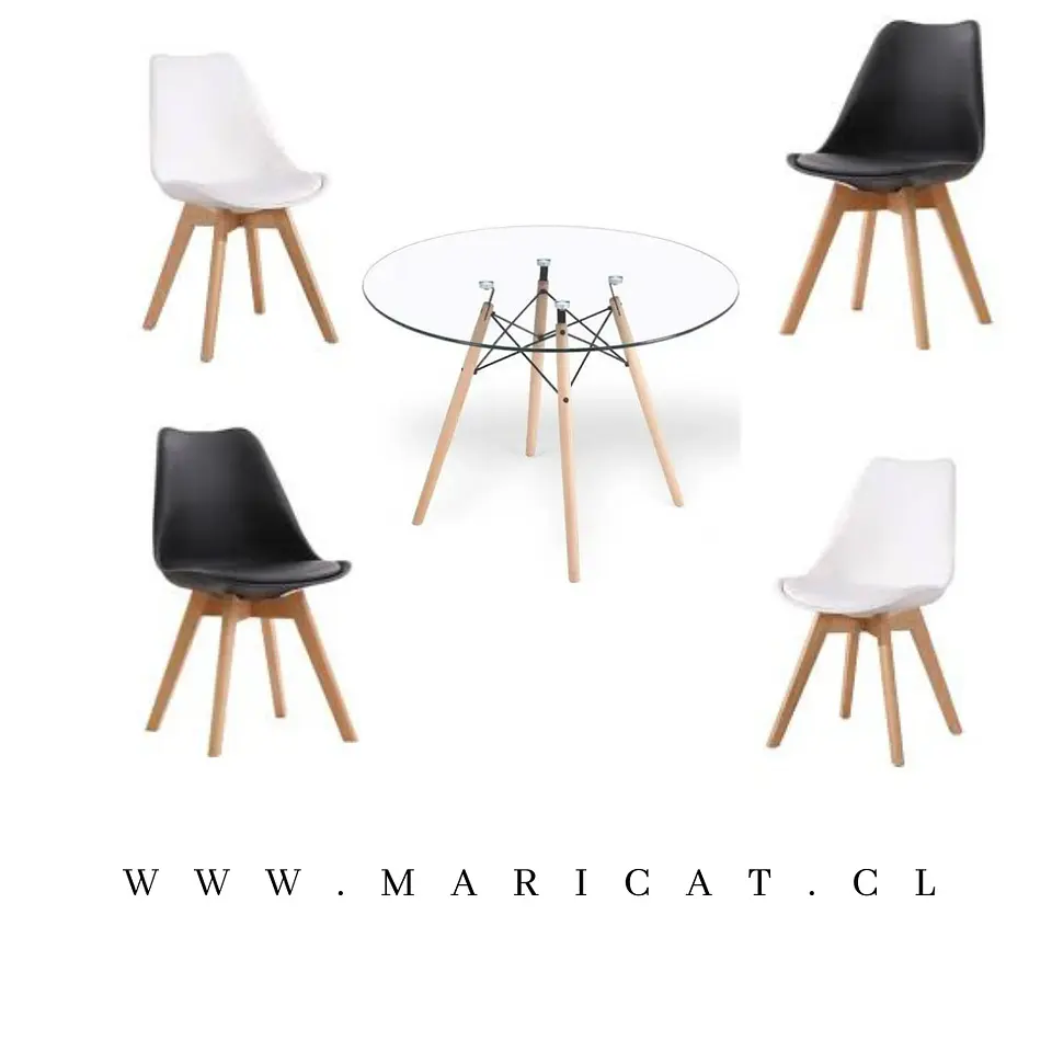Comedor Redondo Vidrio 4 Sillas Tulip – Mesa 100cm 2