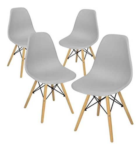 Pack 4 Sillas Eames polipropileno con estructura de metal y madera - comedor restaurant