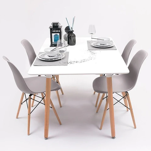 Comedor Rectangular Melamina 4 Sillas Eames – Mesa 120x80cm